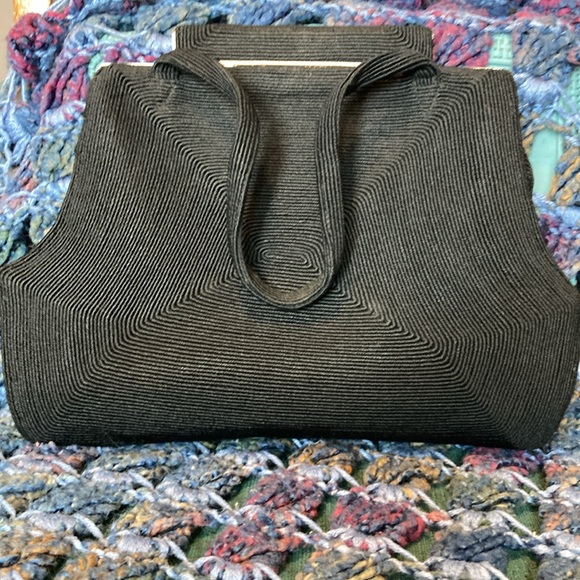 korday Handbags - 1940s Genuine Korday black cord handbag/clutch. Vintage